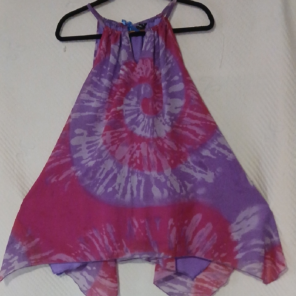 Unique Spectrum Swirl Halter Top in Purple and Pink